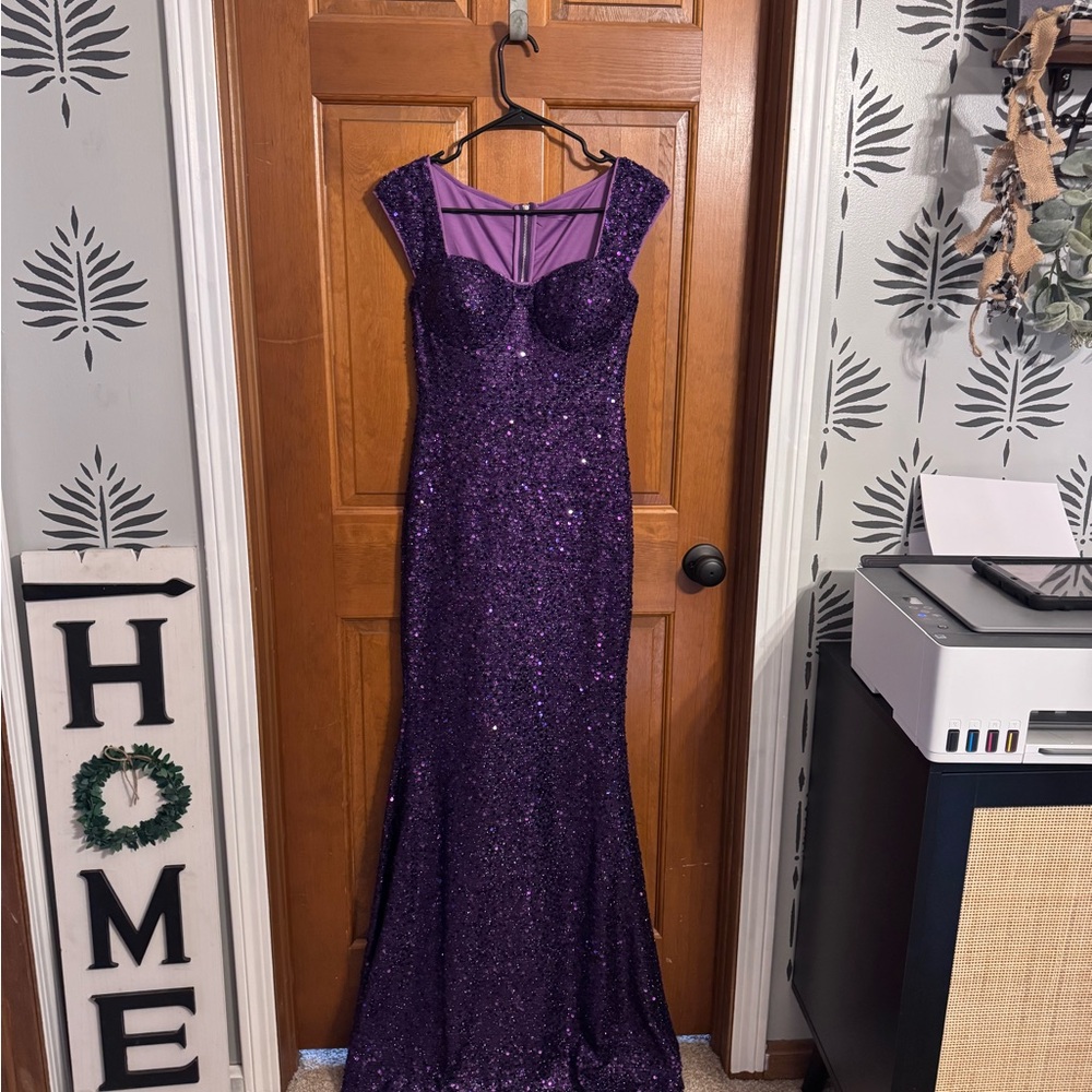 Elegant Purple Sequin Gown